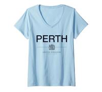Femme Perth Écosse Royaume-Uni Ville Natale de Perth Écosse T-Shirt avec Col en V