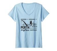 Femme Perth Western Australia Célèbres Monuments de la Ville australienne T-Shirt avec Col en V