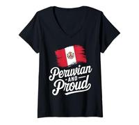 Femme Peru Flag Péruvien Girl Amérique du Sud Country T-Shirt avec Col en V