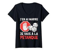 Femme Petanque J'en AI Marre Je Vais A La Petanque T-Shirt avec Col en V