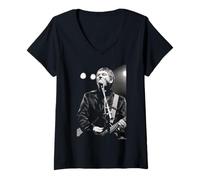 Femme Pete Shelley Buzzcocks Live Paris par Phil Nicholls T-Shirt avec Col en V