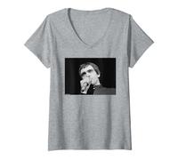 Femme Peter Gabriel Live Genesis Frontman par Allan Ballard T-Shirt avec Col en V