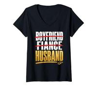 Femme Petit ami, fiancé, Mari, marié T-Shirt avec Col en V