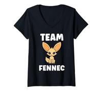 Femme Petit Animaux canidés drôle Simple Team Fennec T-Shirt avec Col en V