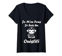 Femme Petit Animaux Singe Humour Je m'en Fous Je suis Un Ouistiti T-Shirt avec Col en V