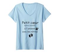 Femme Petit cœur battra bientôt à l'unisson avec Les nôtres. T-Shirt avec Col en V