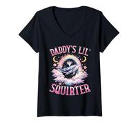 Femme Petit écureuil à Papa, Baleine Arc-en-Ciel, Bootleg, y2k T-Shirt avec Col en V