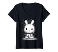 Femme Petit Lapin Doux, Mignon, Adorable Doudou, Baby lapinou, Fun T-Shirt avec Col en V