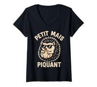 Femme Petit Mais Piquant Humour Hérisson Cadeau Drôle T-Shirt avec Col en V