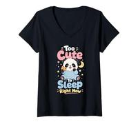 Femme Petit Panda - trop Mignon pour Dormir T-Shirt avec Col en V