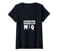 Femme Petit Rébus Humour Dent Thon Q Dans ton cul rigolo T-Shirt avec Col en V