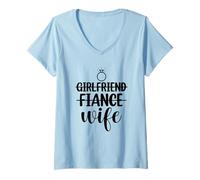 Femme Petite amie, fiancée, épouse, couple assorti nouveau marié 2025 T-Shirt avec Col en V