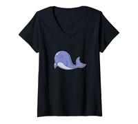 Femme Petite Baleine T-Shirt avec Col en V