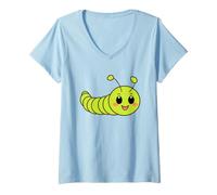 Femme Petite Chenille Simple Animal Mignon bébé Chenille T-Shirt avec Col en V