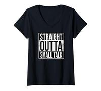 Femme Petite Conversation Droite T-Shirt avec Col en V