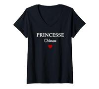 Femme Petite Copine Humoristique Princesse Chieuse T-Shirt avec Col en V