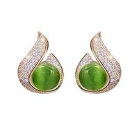 Femme Petite d'oeil de chat Nouvelles d'oreilles en d'oeil de chat vert Mode d'oreilles style élégant et élégant polyvalentes d'été Épaisses en Laiton (Green, One Size)