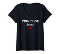 Femme Petite Fille Humour Princesse bavarde T-Shirt avec Col en V