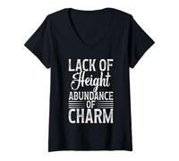Femme Petite personne minuscule manque de hauteur Abondance de charme T-Shirt avec Col en V