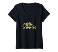 Femme Petite Princesse avec cœurs T-Shirt avec Col en V