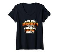 Femme Petits mouvements Quotidiens, Phrase motovationnelle T-Shirt avec Col en V
