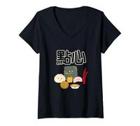 Femme Petits Pains Chinois Bao Shaomai Famille Dim Sum T-Shirt avec Col en V