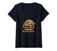 Femme Petits Pas Big Adventures : Bébé Tortue Marching T-Shirt avec Col en V