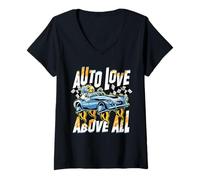 Femme Petrolhead Car Tuning Drifting Auto Love Above All T-Shirt avec Col en V