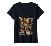 Femme Petrolhead Car Tuning Drifting Motorsport Torque The Talk T-Shirt avec Col en V