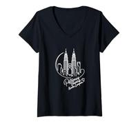 Femme Petronas Towers, Kuala Lumpur, Malaisie Signature Heart Art T-Shirt avec Col en V