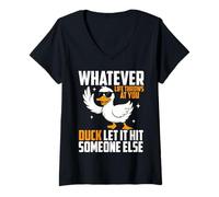 Femme Peu Importe ce Que la Vie Vous réserve, Canard, Laissez-Le Toucher Quelqu'un d'autre T-Shirt avec Col en V