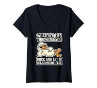 Femme Peu Importe ce Que la Vie Vous réserve... Dire drôle : « Cute Cool Duck T-Shirt avec Col en V