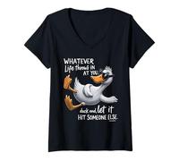 Femme Peu Importe ce Que la Vie Vous réserve, esquivez-Vous et Laissez-Le Toucher Quelqu'un T-Shirt avec Col en V