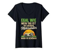 Femme Peu Importe Comment est ma journée Robot de Tonte T-Shirt avec Col en V