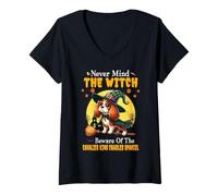 Femme Peu Importe la sorcière, méfiez-Vous du Cavalier King Charles Spaniel T-Shirt avec Col en V