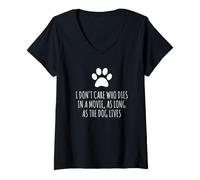 Femme Peu m'importe Qui Meurt dans Un Film, Tant Que Le Chien VIT T-Shirt avec Col en V