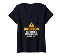 Femme Peut contenir des Mots étrangers et de Mauvaises blagues pour Les professeurs de Langues T-Shirt avec Col en V