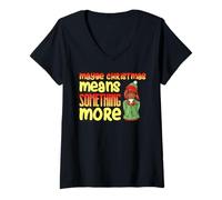 Femme Peut-être Que Noël Signifie Quelque Chose de Plus Amusant pour Les Femmes et Les Filles T-Shirt avec Col en V