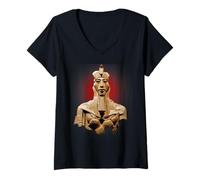 Femme Pharaon égyptien Akhenaton T-Shirt avec Col en V