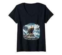Femme Phare côtier du Maine Atlantic Storm Eagle T-Shirt avec Col en V