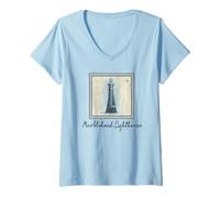 Femme Phare de Marblehead, mer Naturelle et Historique navale de l'Ohio T-Shirt avec Col en V