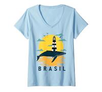 Femme Phare du Brésil Bahia Barra Brésil Souvenir Touriste T-Shirt avec Col en V