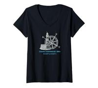 Femme Phare Du Port De Crète T-Shirt avec Col en V