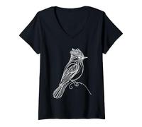Femme Phœbe Linéaire Observateur d'oiseaux T-Shirt avec Col en V