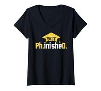 Femme PhD Finished Ph.inisheD Funny Class of 2026 Phd Graduation T-Shirt avec Col en V