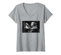 Femme Phil Collins Batterie pour Eric Clapton Birmingham NEC 1986 T-Shirt avec Col en V