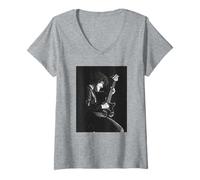 Femme Phil Lynott Danse au Clair de Lune Thin Lizzy Live 1977 T-Shirt avec Col en V