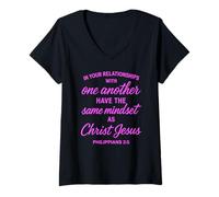 Femme Philippiens 2:5 Relations Jésus-Christ Écriture Bible T-Shirt avec Col en V