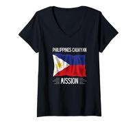 Femme Philippines Cauayan LDS Mission Fière Mormon Missionnaire T-Shirt avec Col en V