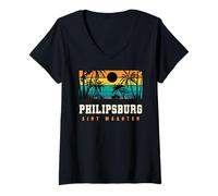 Femme Philipsburg Sint Maarten, île paradisiaque des Caraïbes T-Shirt avec Col en V